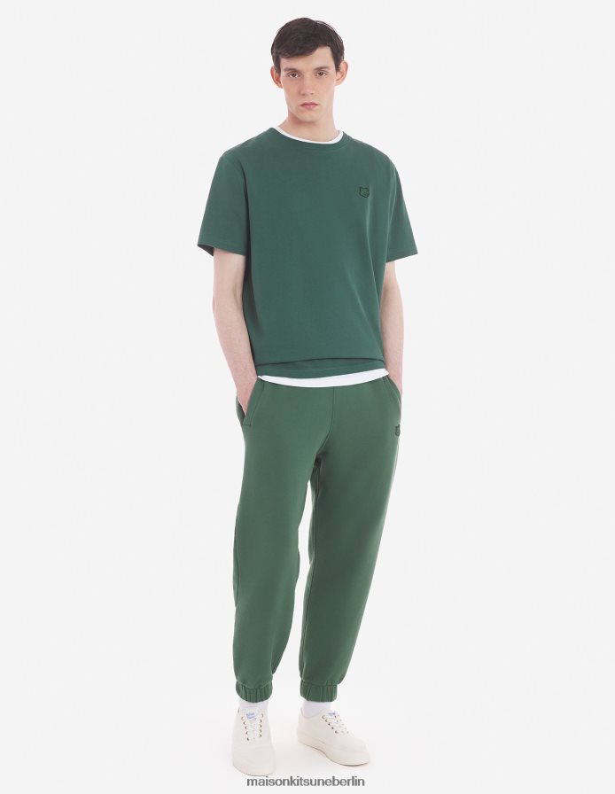 Kleidung V2DHL1 Flaschengrün Männer Komfort-T-Shirt mit auffälligem Fuchskopf-Patch Maison Kitsune