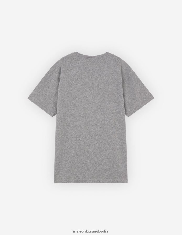 Kleidung V2DHL20 hellgrau meliert Männer Lässiges T-Shirt mit Fuchskopf-Patch Maison Kitsune