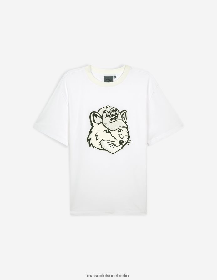 Kleidung V2DHL25 Weiß Männer Kurzarm-T-Shirt mit Fuchskopf Maison Kitsune