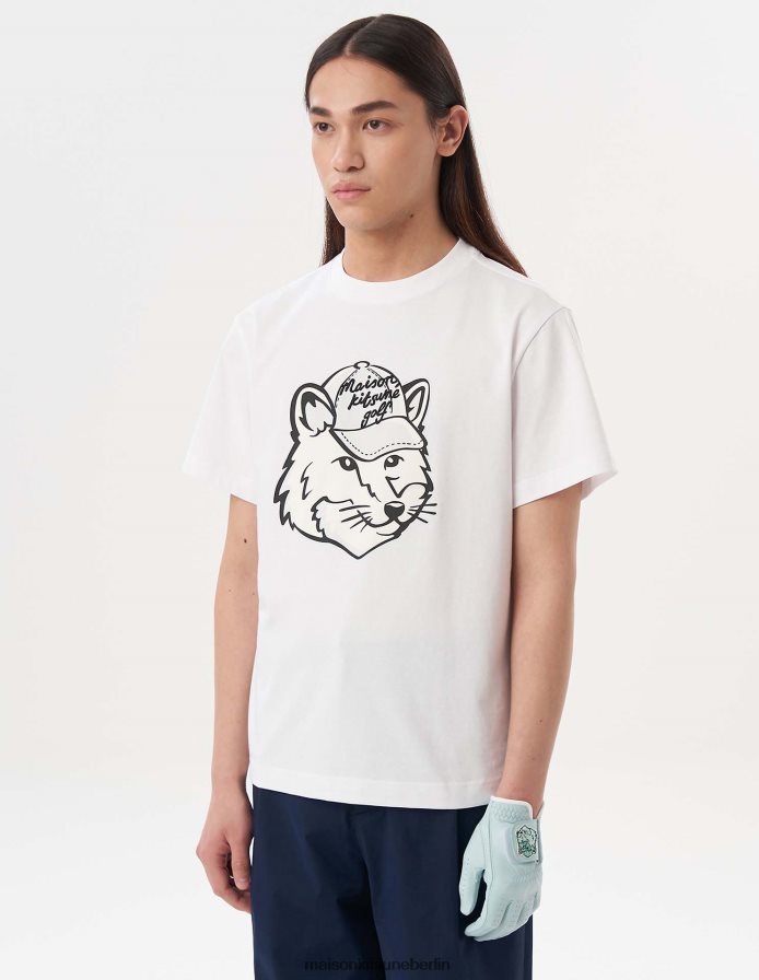 Kleidung V2DHL25 Weiß Männer Kurzarm-T-Shirt mit Fuchskopf Maison Kitsune