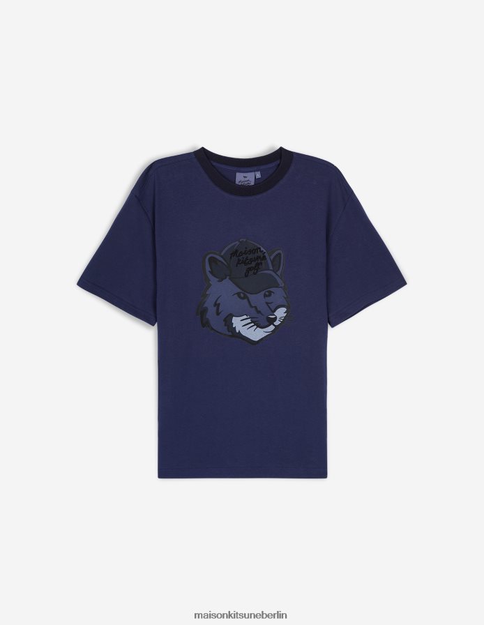 Kleidung V2DHL26 dunkles Marineblau Männer Kurzarm-T-Shirt mit Fuchskopf Maison Kitsune