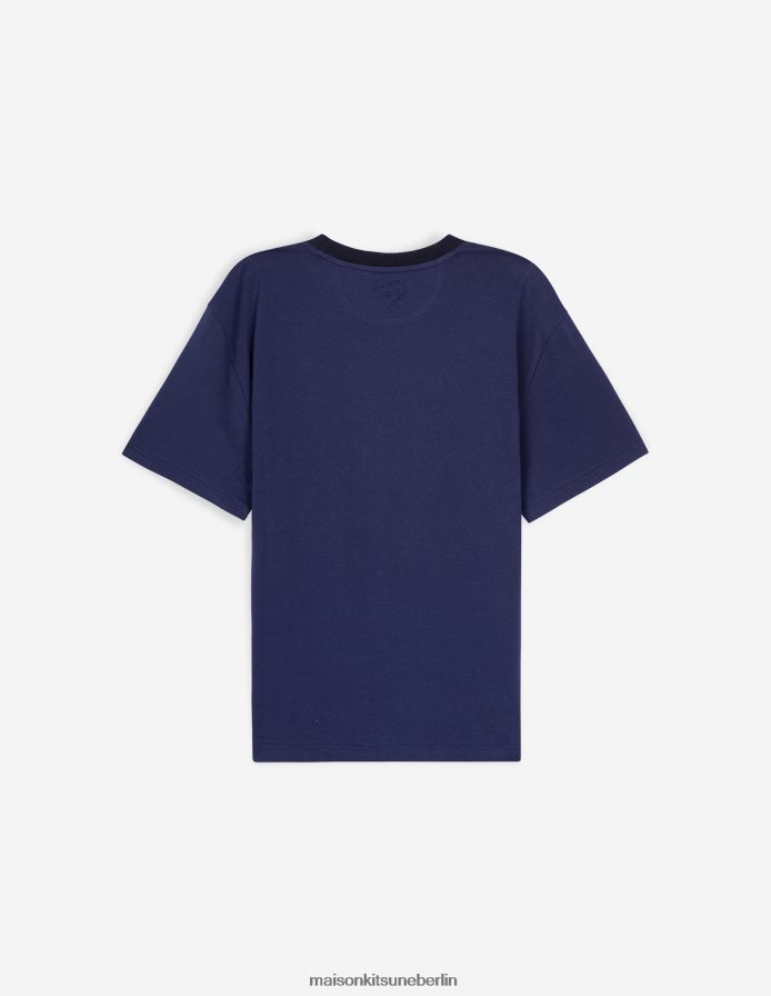 Kleidung V2DHL26 dunkles Marineblau Männer Kurzarm-T-Shirt mit Fuchskopf Maison Kitsune