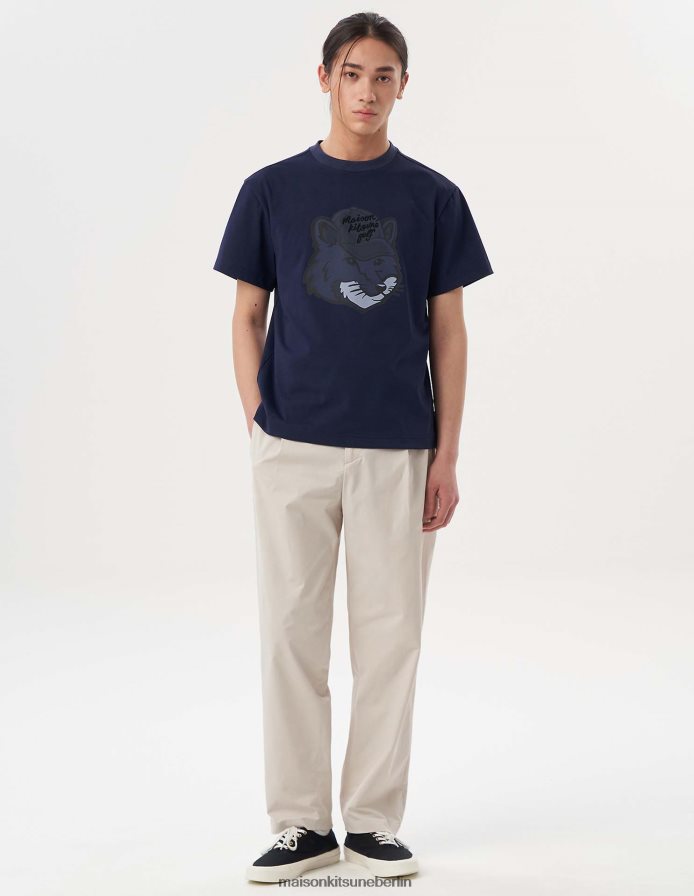 Kleidung V2DHL26 dunkles Marineblau Männer Kurzarm-T-Shirt mit Fuchskopf Maison Kitsune