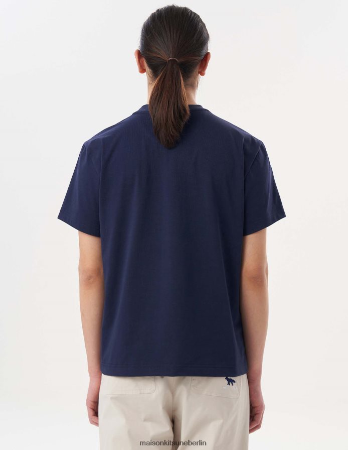 Kleidung V2DHL26 dunkles Marineblau Männer Kurzarm-T-Shirt mit Fuchskopf Maison Kitsune