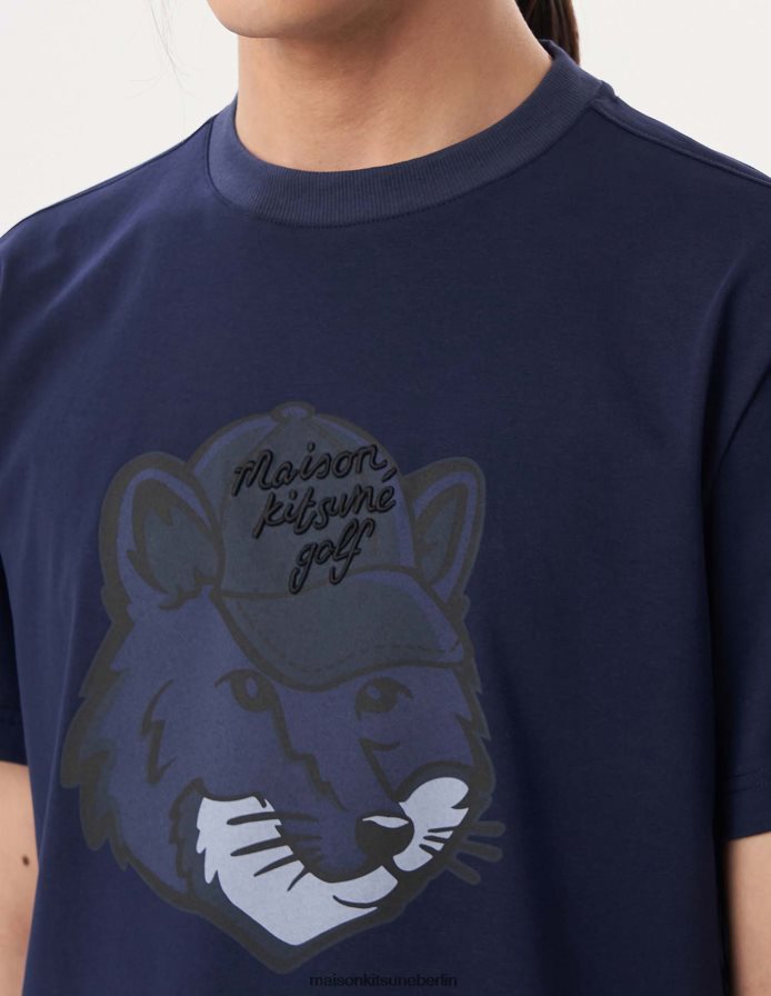 Kleidung V2DHL26 dunkles Marineblau Männer Kurzarm-T-Shirt mit Fuchskopf Maison Kitsune