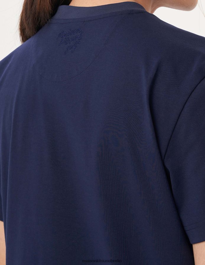 Kleidung V2DHL26 dunkles Marineblau Männer Kurzarm-T-Shirt mit Fuchskopf Maison Kitsune