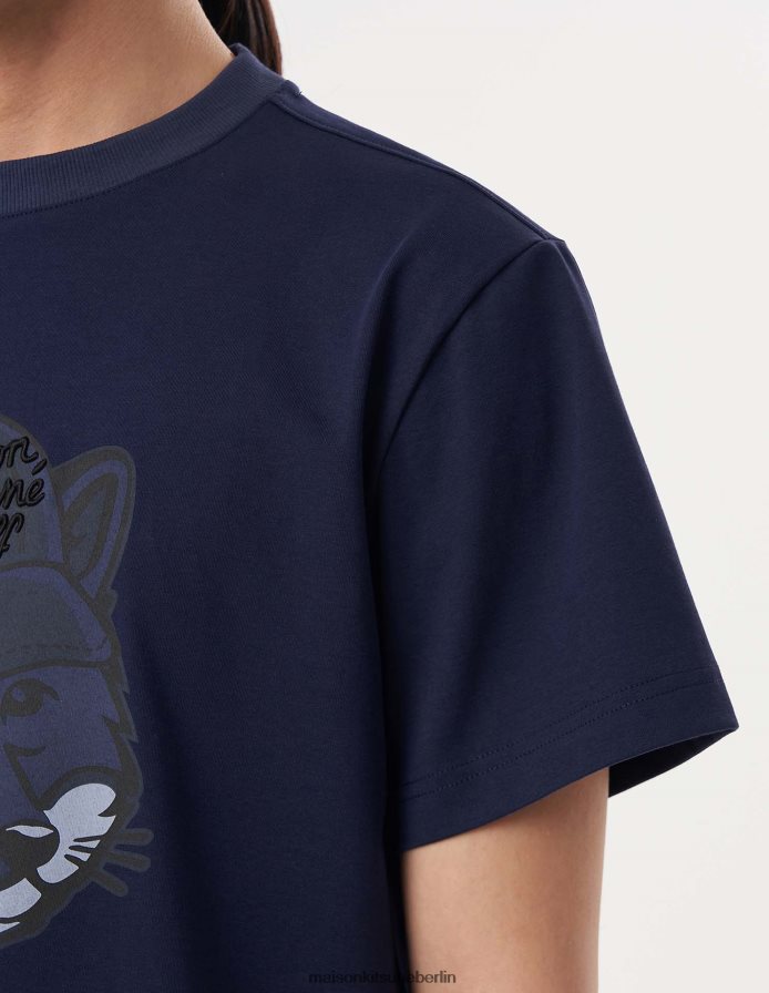 Kleidung V2DHL26 dunkles Marineblau Männer Kurzarm-T-Shirt mit Fuchskopf Maison Kitsune