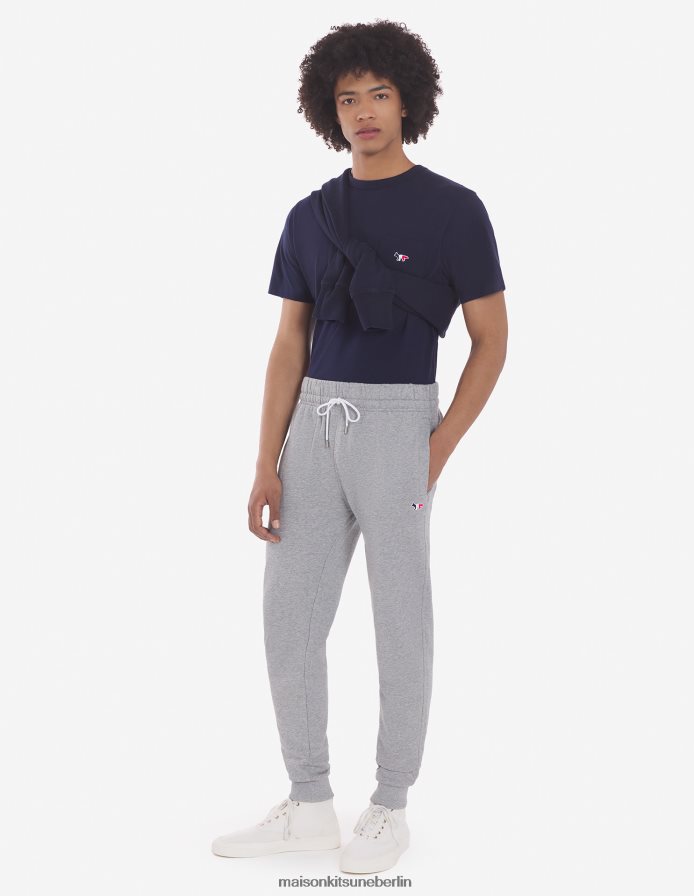 Kleidung V2DHL29 Marine Männer T-Shirt mit dreifarbigem Fuchs-Patch und klassischer Tasche Maison Kitsune