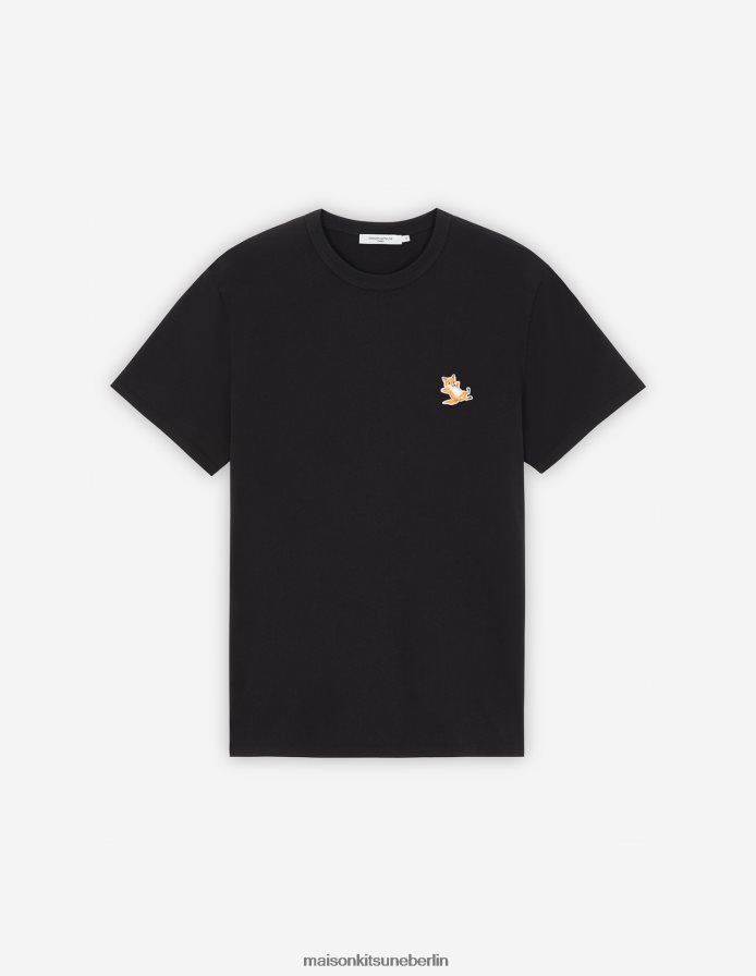 Kleidung V2DHL33 Schwarz Männer Chillax Fox Patch klassisches T-Shirt Maison Kitsune