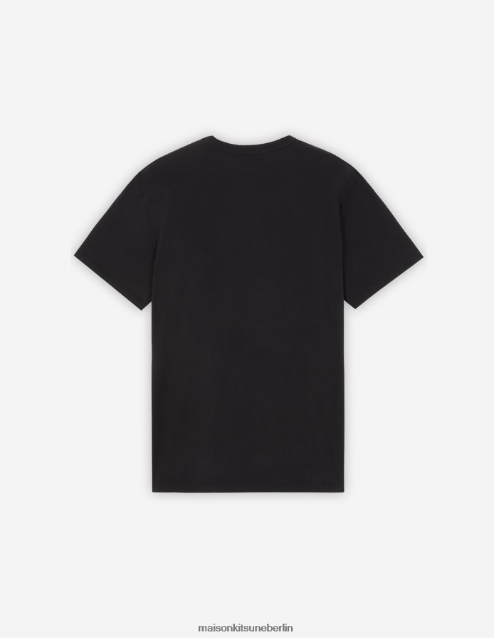 Kleidung V2DHL33 Schwarz Männer Chillax Fox Patch klassisches T-Shirt Maison Kitsune