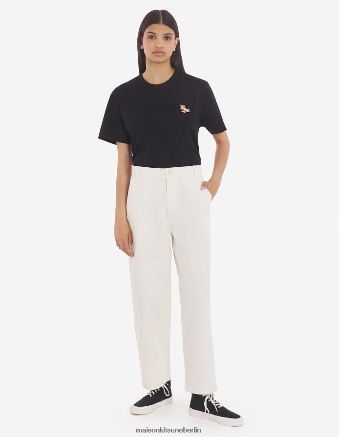 Kleidung V2DHL33 Schwarz Männer Chillax Fox Patch klassisches T-Shirt Maison Kitsune