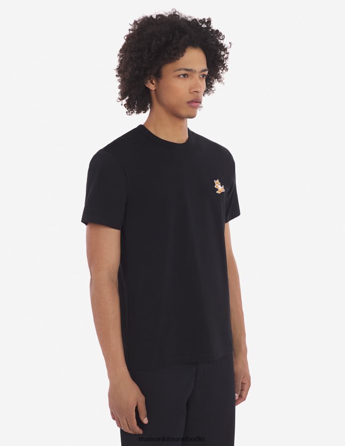 Kleidung V2DHL33 Schwarz Männer Chillax Fox Patch klassisches T-Shirt Maison Kitsune