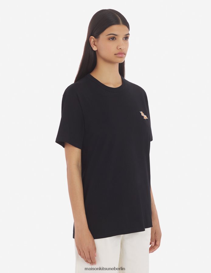 Kleidung V2DHL33 Schwarz Männer Chillax Fox Patch klassisches T-Shirt Maison Kitsune