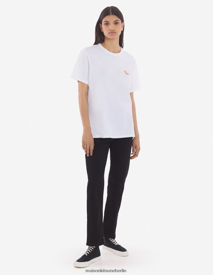 Kleidung V2DHL34 Weiß Männer Chillax Fox Patch klassisches T-Shirt Maison Kitsune