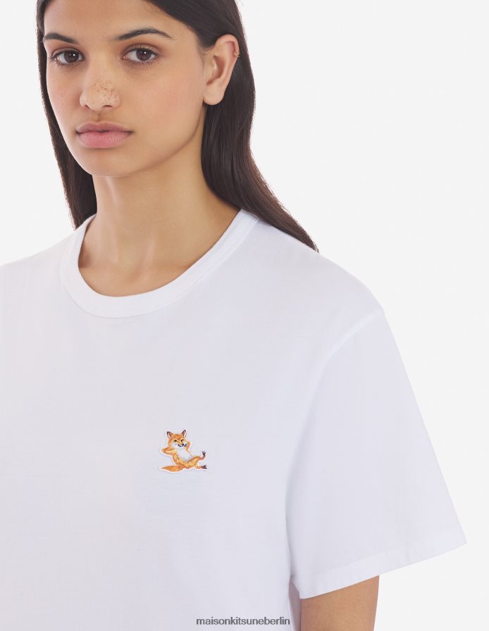 Kleidung V2DHL34 Weiß Männer Chillax Fox Patch klassisches T-Shirt Maison Kitsune