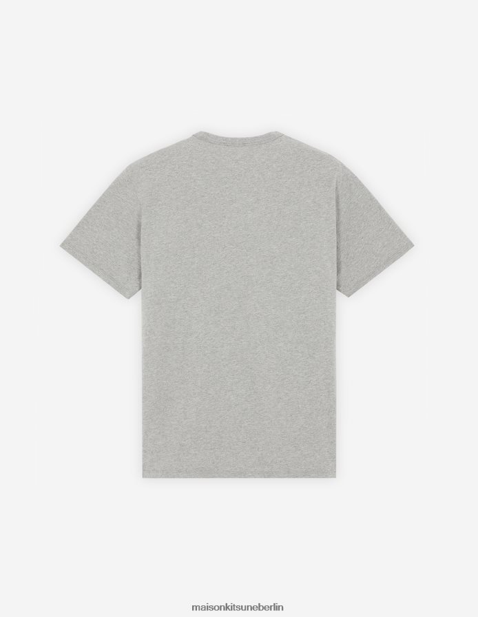 Kleidung V2DHL35 graue Melange Männer Chillax Fox Patch klassisches T-Shirt Maison Kitsune