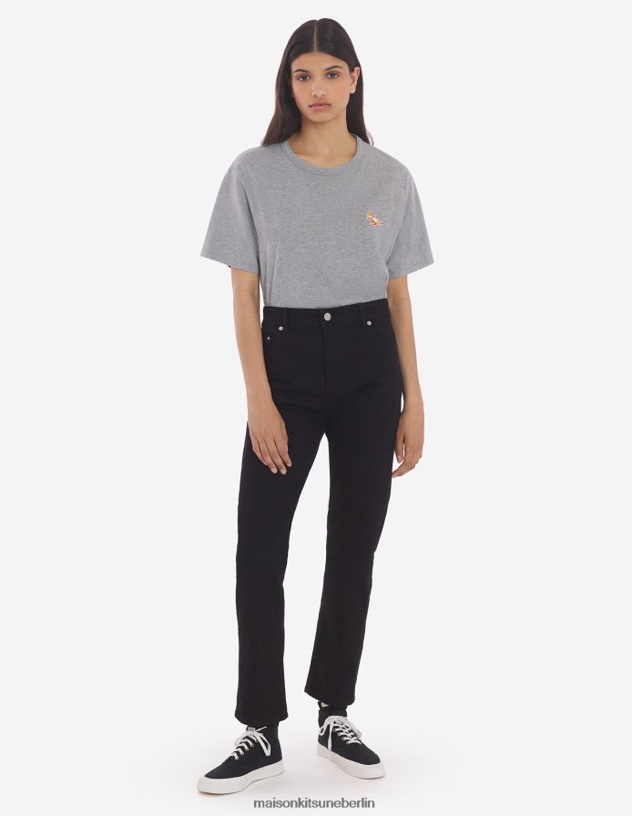 Kleidung V2DHL35 graue Melange Männer Chillax Fox Patch klassisches T-Shirt Maison Kitsune