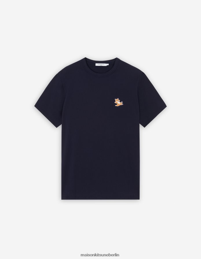 Kleidung V2DHL36 Marine Männer Chillax Fox Patch klassisches T-Shirt Maison Kitsune