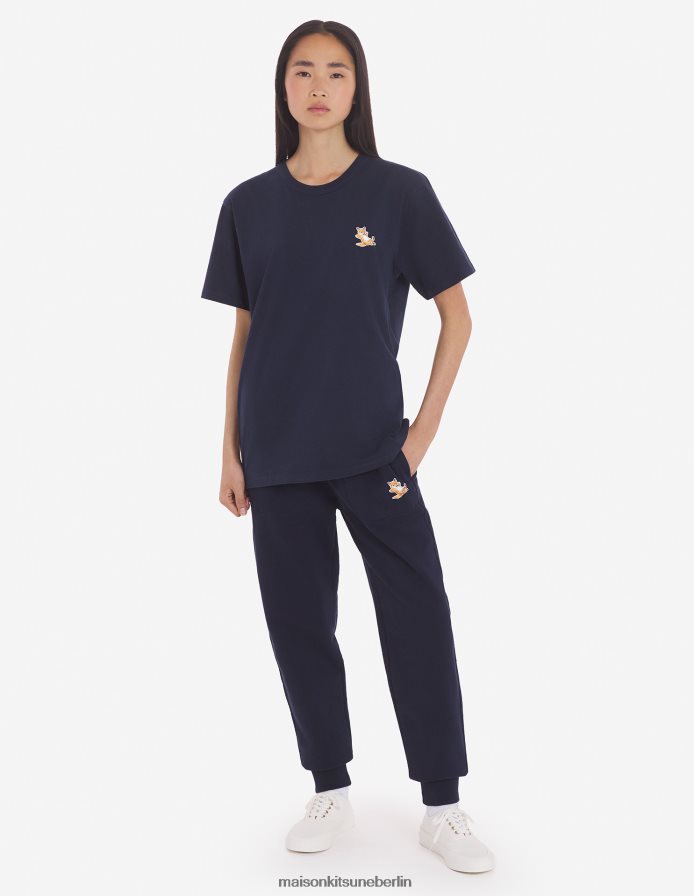 Kleidung V2DHL36 Marine Männer Chillax Fox Patch klassisches T-Shirt Maison Kitsune