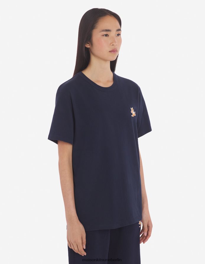 Kleidung V2DHL36 Marine Männer Chillax Fox Patch klassisches T-Shirt Maison Kitsune