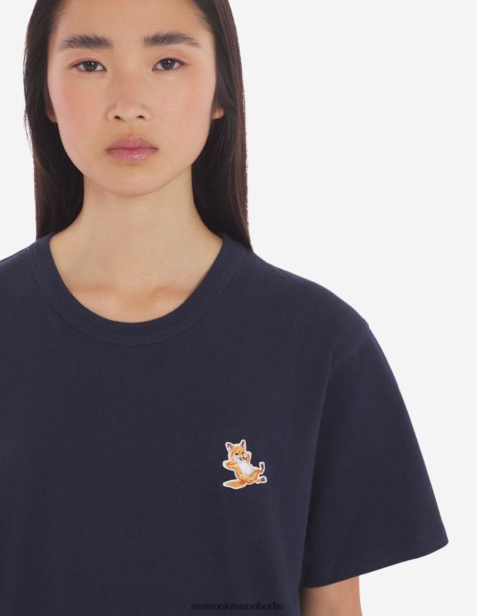 Kleidung V2DHL36 Marine Männer Chillax Fox Patch klassisches T-Shirt Maison Kitsune