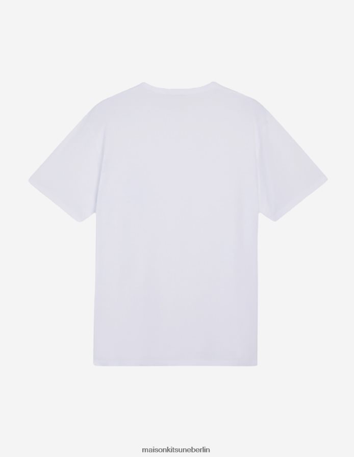 Kleidung V2DHL40 Weiß Männer Marineblaues T-Shirt mit klassischem Fuchs-Patch und Taschen Maison Kitsune