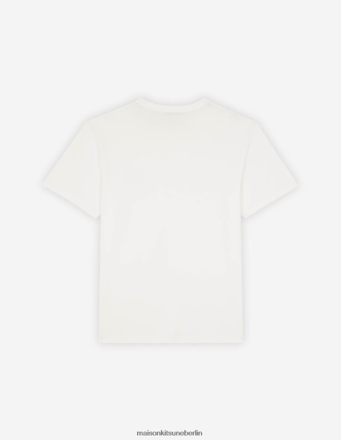 Kleidung V2DHL41 Weiß Männer Klassisches T-Shirt mit doppeltem monochromen Fuchskopf-Patch Maison Kitsune