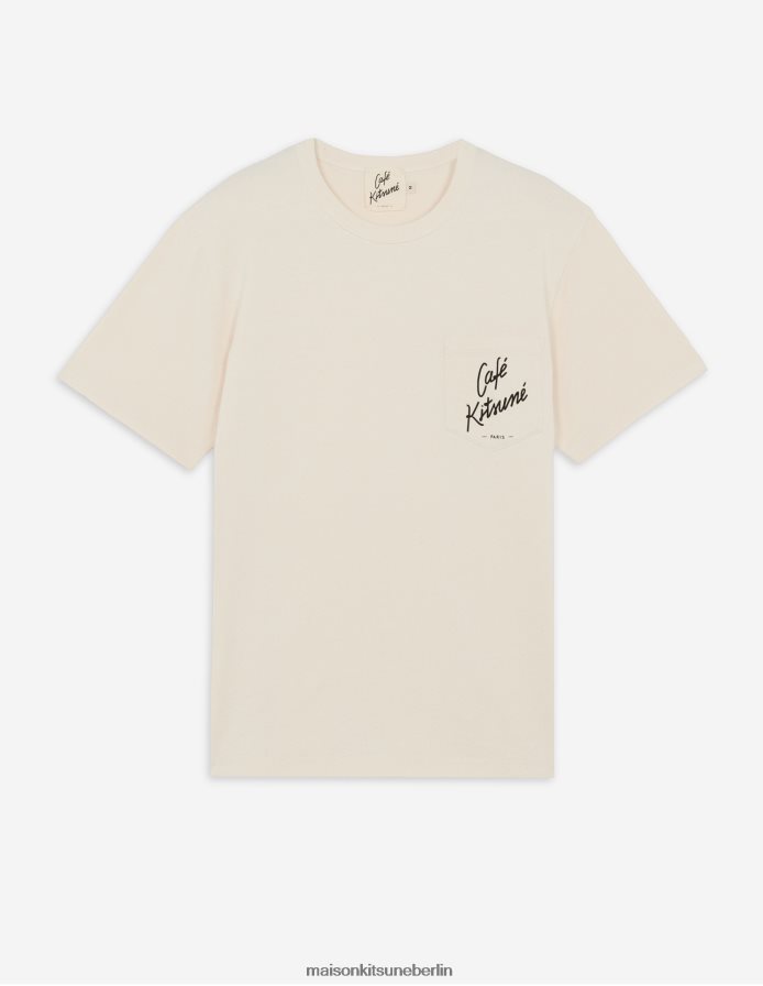 Kleidung V2DHL47 Latté Männer Cafe Kitsune klassisches Taschen-T-Shirt Maison Kitsune
