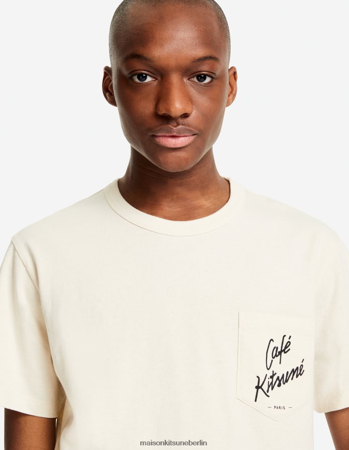 Kleidung V2DHL47 Latté Männer Cafe Kitsune klassisches Taschen-T-Shirt Maison Kitsune