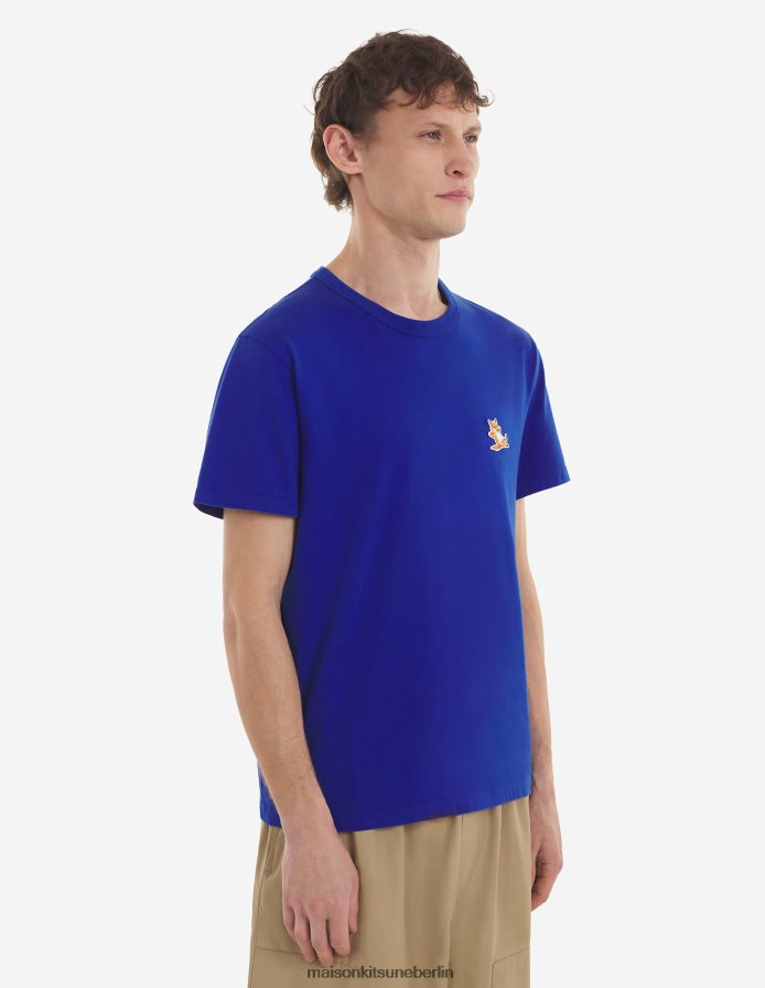 Kleidung V2DHL49 tiefes Blau Männer Chillax Fox Patch klassisches T-Shirt Maison Kitsune