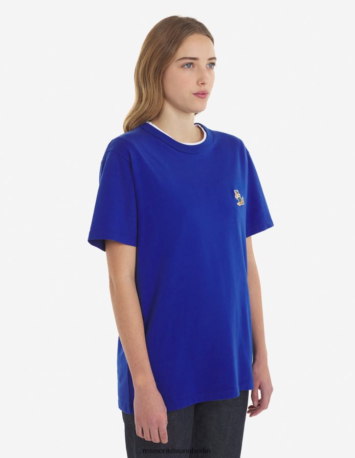 Kleidung V2DHL49 tiefes Blau Männer Chillax Fox Patch klassisches T-Shirt Maison Kitsune