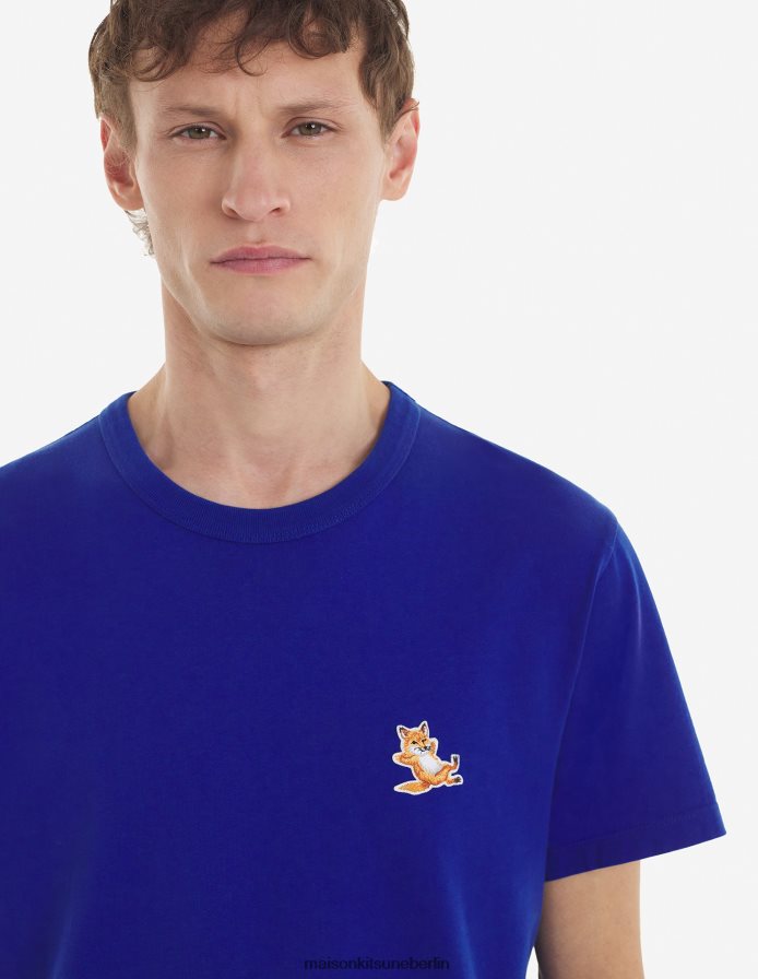 Kleidung V2DHL49 tiefes Blau Männer Chillax Fox Patch klassisches T-Shirt Maison Kitsune