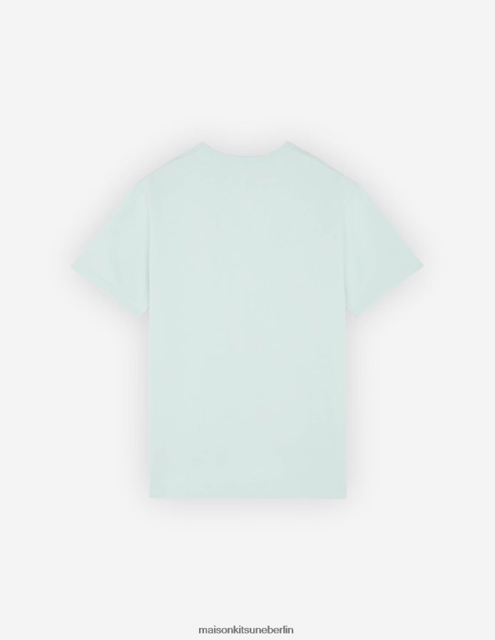 Kleidung V2DHL50 blauer Dunst Männer Klassisches T-Shirt mit gekleidetem Fuchs-Patch Maison Kitsune