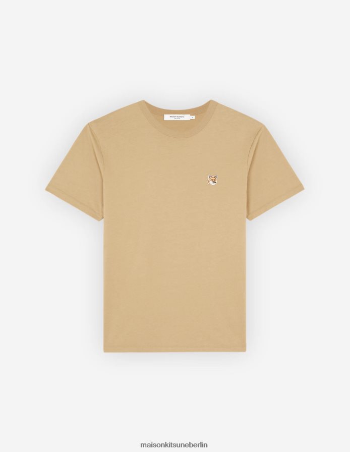 Kleidung V2DHL51 Beige Männer Klassisches T-Shirt mit Fuchskopf-Patch Maison Kitsune