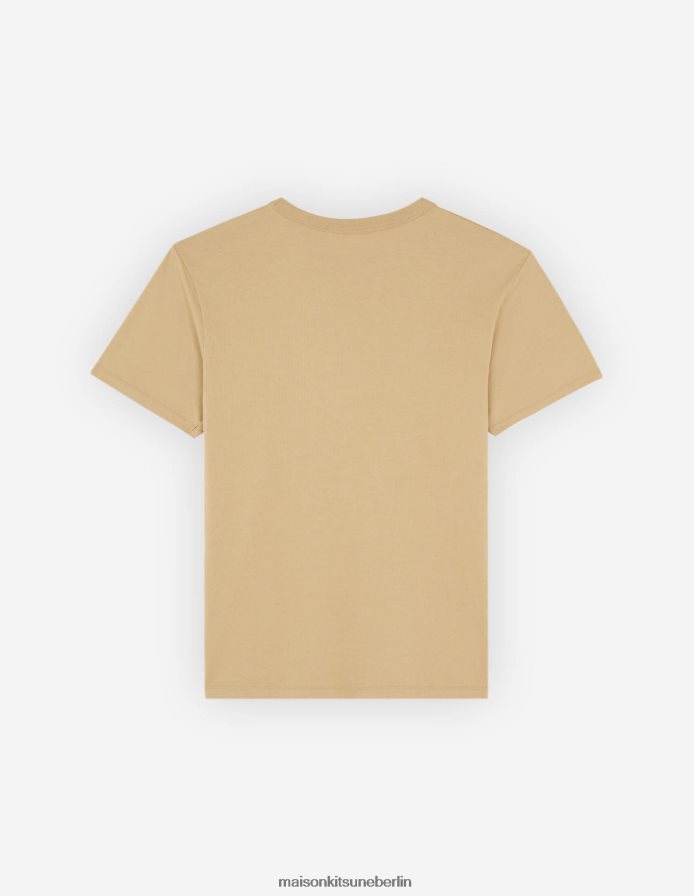 Kleidung V2DHL51 Beige Männer Klassisches T-Shirt mit Fuchskopf-Patch Maison Kitsune