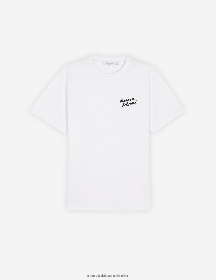Kleidung V2DHL53 Weiß Männer Klassisches Mini-Handschrift-T-Shirt Maison Kitsune