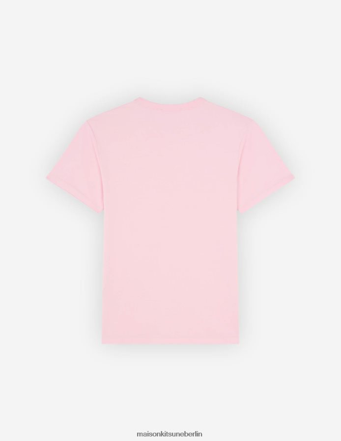Kleidung V2DHL54 staubige Rose Männer Klassisches T-Shirt mit grauem Fuchskopf-Patch Maison Kitsune