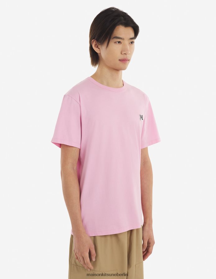 Kleidung V2DHL54 staubige Rose Männer Klassisches T-Shirt mit grauem Fuchskopf-Patch Maison Kitsune