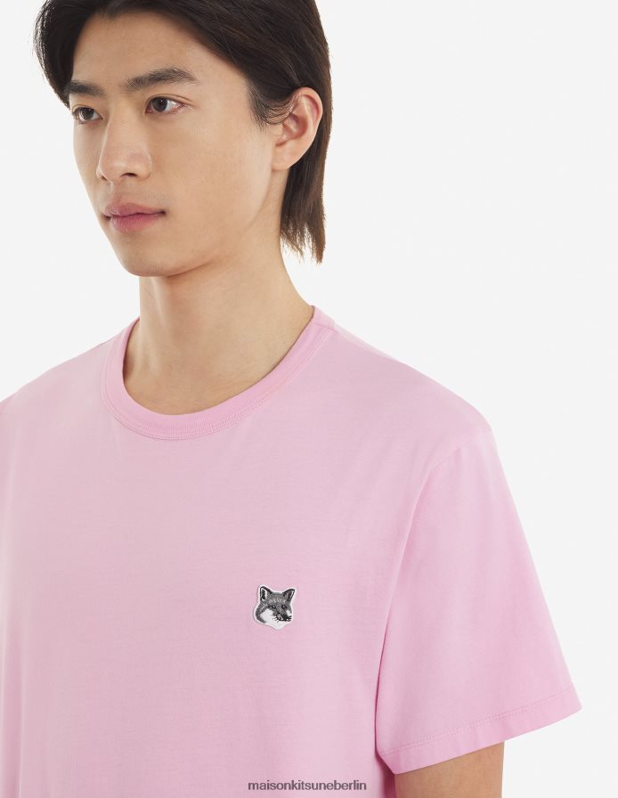 Kleidung V2DHL54 staubige Rose Männer Klassisches T-Shirt mit grauem Fuchskopf-Patch Maison Kitsune