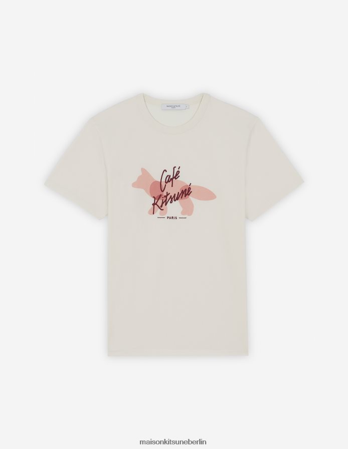 Kleidung V2DHL55 Kokosmilch Männer Fox Cafe Kitsune klassisches T-Shirt Maison Kitsune