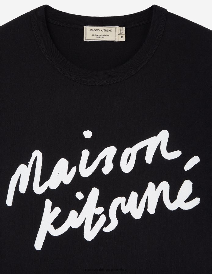 Kleidung V2DHL56 Schwarz Männer Klassisches T-Shirt mit Handschrift Maison Kitsune