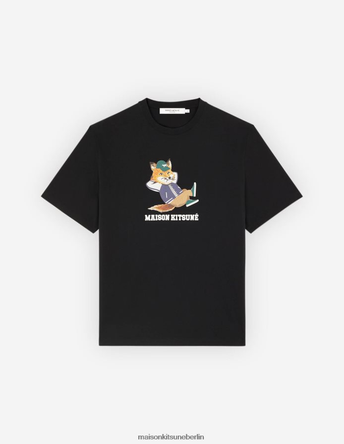 Kleidung V2DHL57 Schwarz Männer Leicht gekleidetes Fuchs-T-Shirt Maison Kitsune