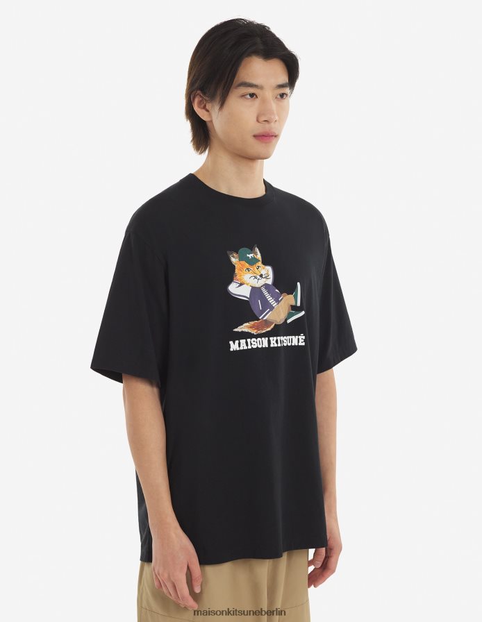 Kleidung V2DHL57 Schwarz Männer Leicht gekleidetes Fuchs-T-Shirt Maison Kitsune