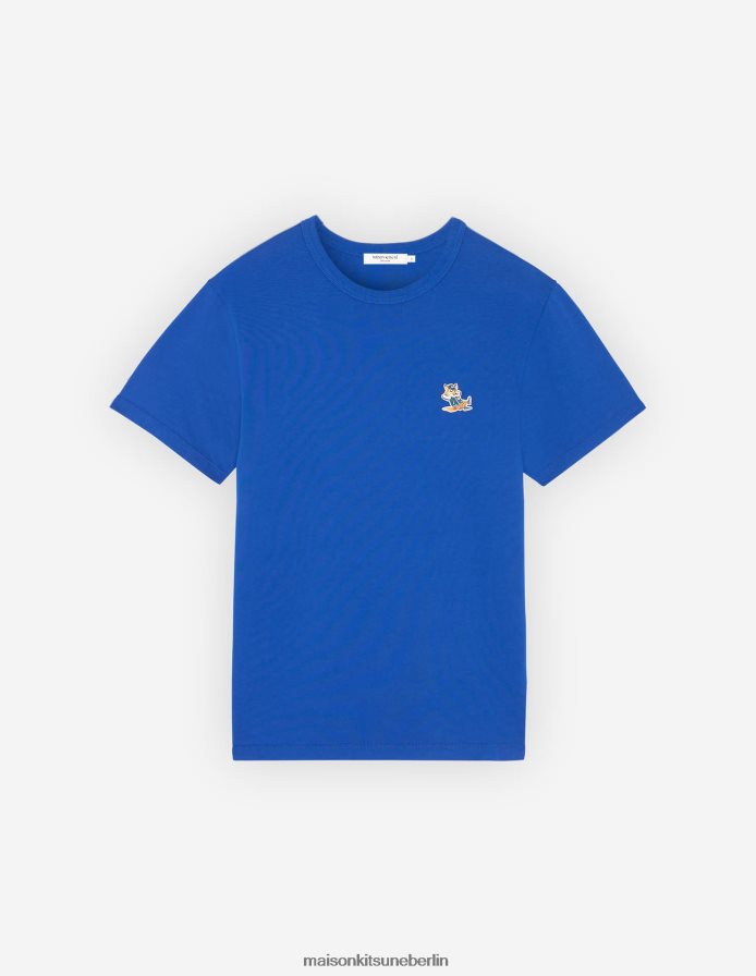 Kleidung V2DHL59 tiefes Blau Männer Klassisches T-Shirt mit gekleidetem Fuchs-Patch Maison Kitsune