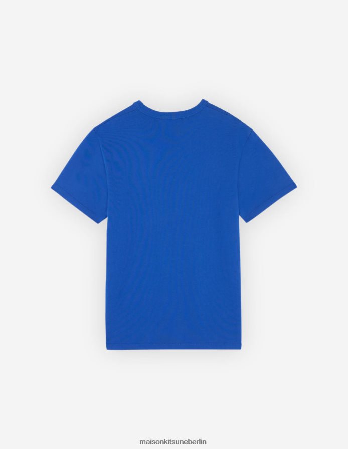 Kleidung V2DHL59 tiefes Blau Männer Klassisches T-Shirt mit gekleidetem Fuchs-Patch Maison Kitsune