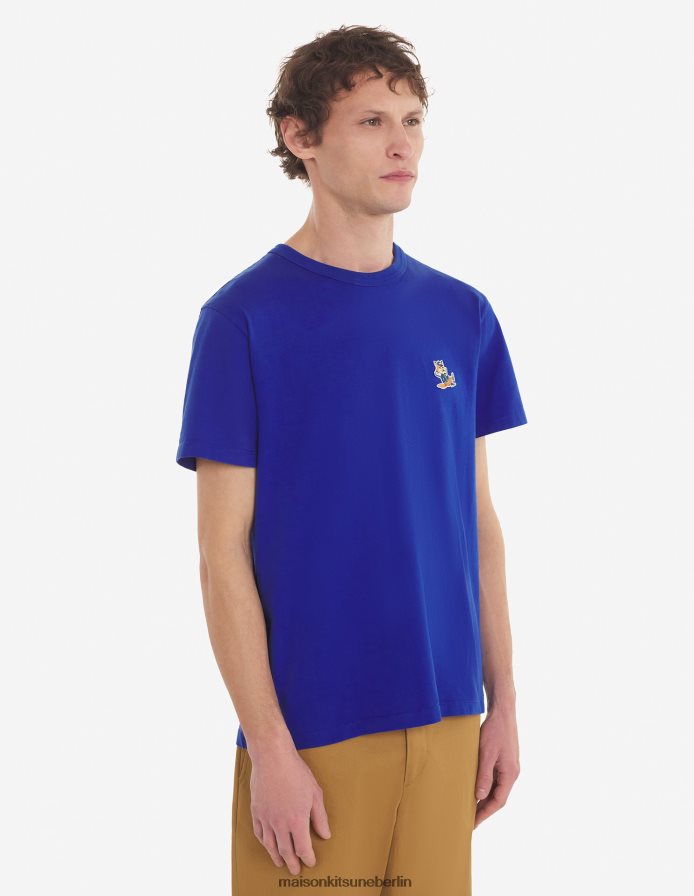 Kleidung V2DHL59 tiefes Blau Männer Klassisches T-Shirt mit gekleidetem Fuchs-Patch Maison Kitsune