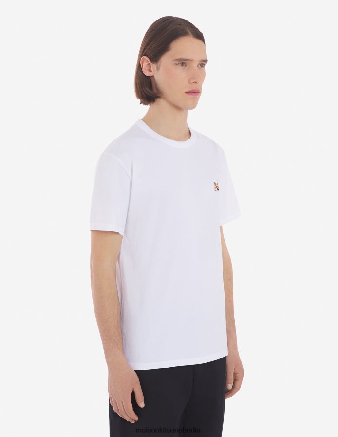 Kleidung V2DHL5 Weiß Männer Klassisches T-Shirt mit Fuchskopf-Patch Maison Kitsune