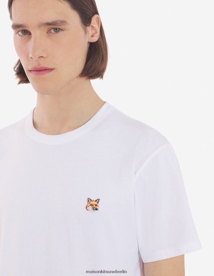 Kleidung V2DHL5 Weiß Männer Klassisches T-Shirt mit Fuchskopf-Patch Maison Kitsune