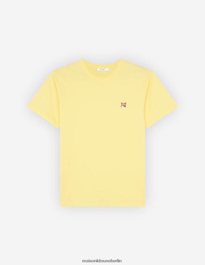 Kleidung V2DHL62 sanftes Gelb Männer Klassisches T-Shirt mit Fuchskopf-Patch Maison Kitsune