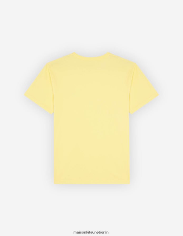 Kleidung V2DHL62 sanftes Gelb Männer Klassisches T-Shirt mit Fuchskopf-Patch Maison Kitsune